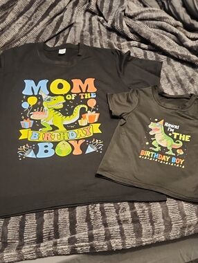 Mom And Son Birthday Dino Graphic Tees